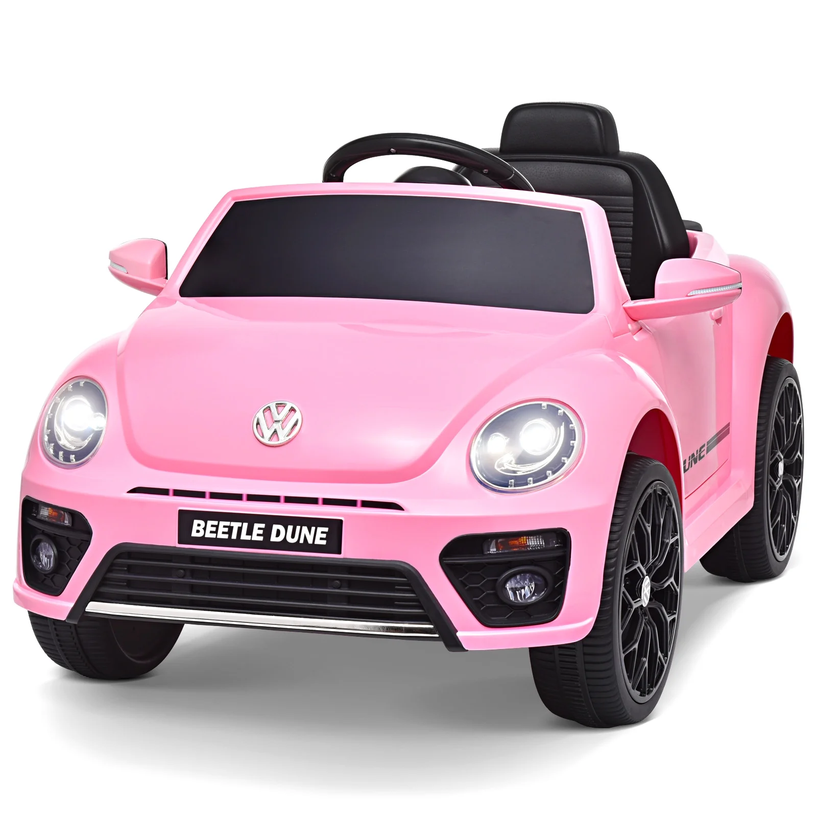 Joywhale 12V Kids Ride on Car Licensed Volkswagen Beetle Battery Powered Electric Vehicle for Kids, with 2.4G Remote Control, Suspension & Safety Belt, Pink