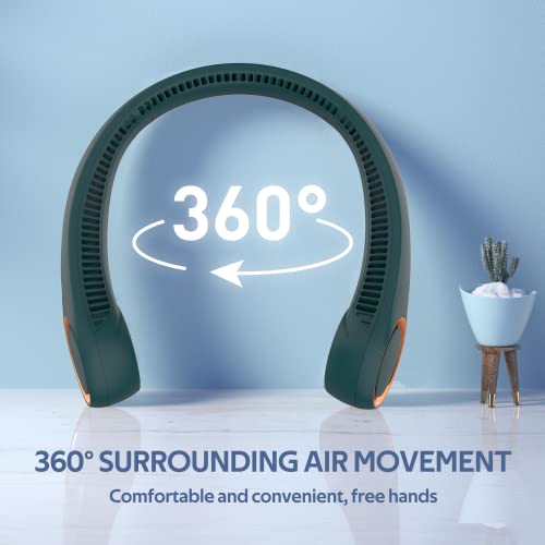 Portable Neck Fan, Hands Free Bladeless Fan, 360° Cooling Personal Fan,Wearable Quiet Fan for Outdoor Indoor, Birthday Gifts for Men Women Mom Dad, 4000mAh Battery USB Rechargeable, 3-Speeds(Black)