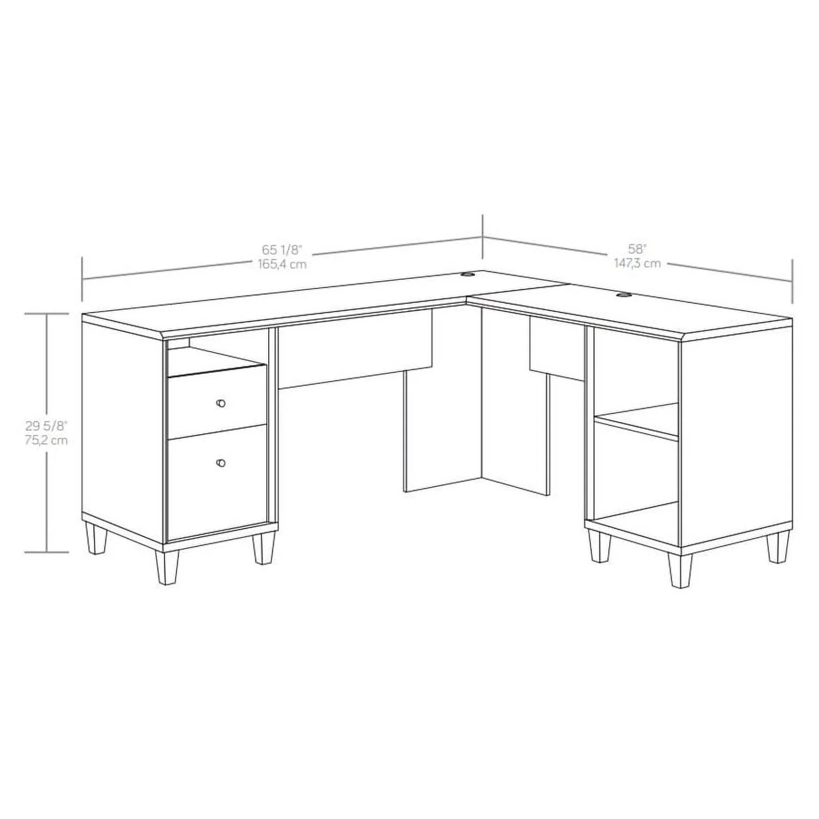 Sauder Willow Place Engineered Wood L-Desk in Grand Walnut Finish