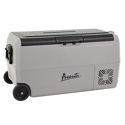 Avanti Cooler Portable Refrigerator and Freezer with 36 Liter Capacity, Adjustable Zone Separation, Easy-Pull Rolling Design, LED Lights, AC/DC,