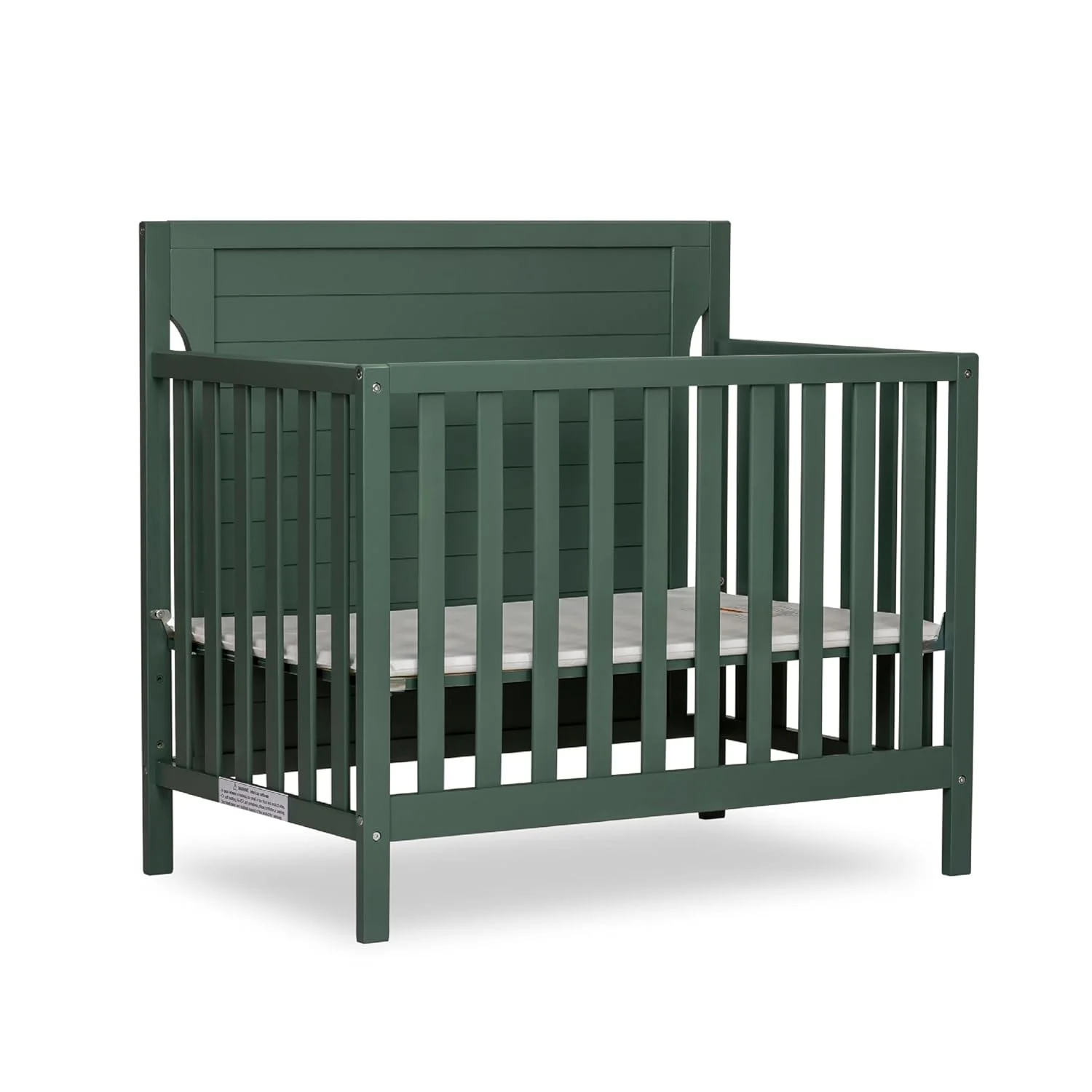 Dream On Me Bellport 4 in 1 Convertible Mini/Portable Crib In Safari Green, Non-Toxic Finish, Made of Sustainable New Zealand Pinewood, With 3 Mattress Height Settings, 40