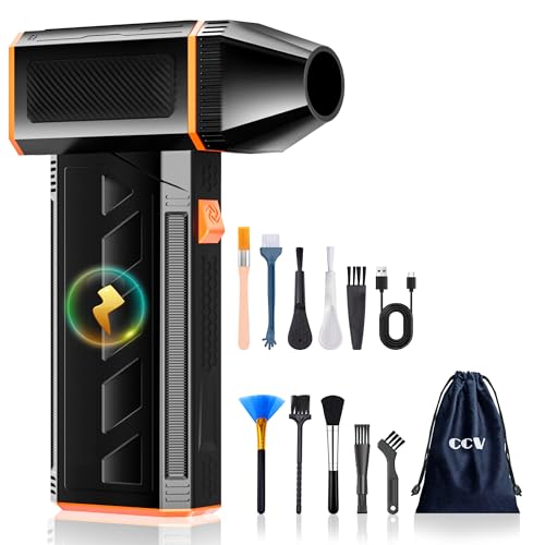 CCV Compressed Air Duster - 130000RPM Electric Air Duster for Cleaning Keyboard&PC 3 Gears Adjustable Rechargeable Cordless Jet Dry Blower Air Blower for Car and Home (US-F31)