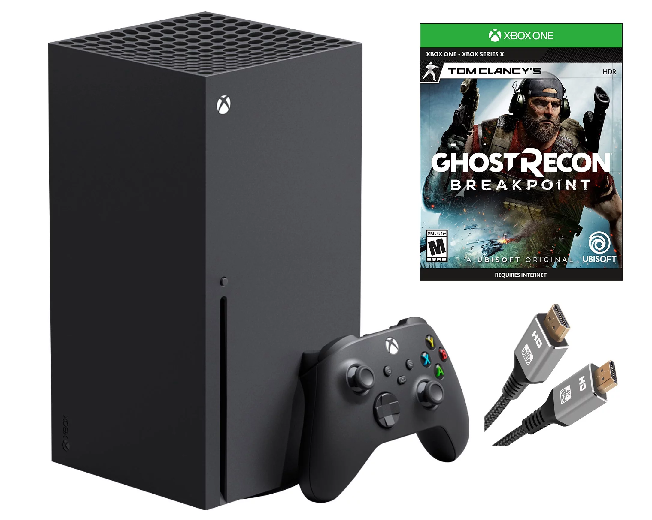 Microsoft Xbox Series X–Gaming Console System- 1TB SSD Black X Version with Disc Drive Bundle with Tom Clancy's Ghost Recon Breakpoint Full Game and MTC14 High Speed HDMI Cable
