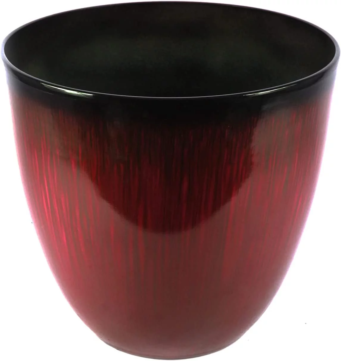 Large Egg Shaped Planter - Modern Indoor & Outdoor Decorative Flower Pot/Box (15 Inch, Red Flower)