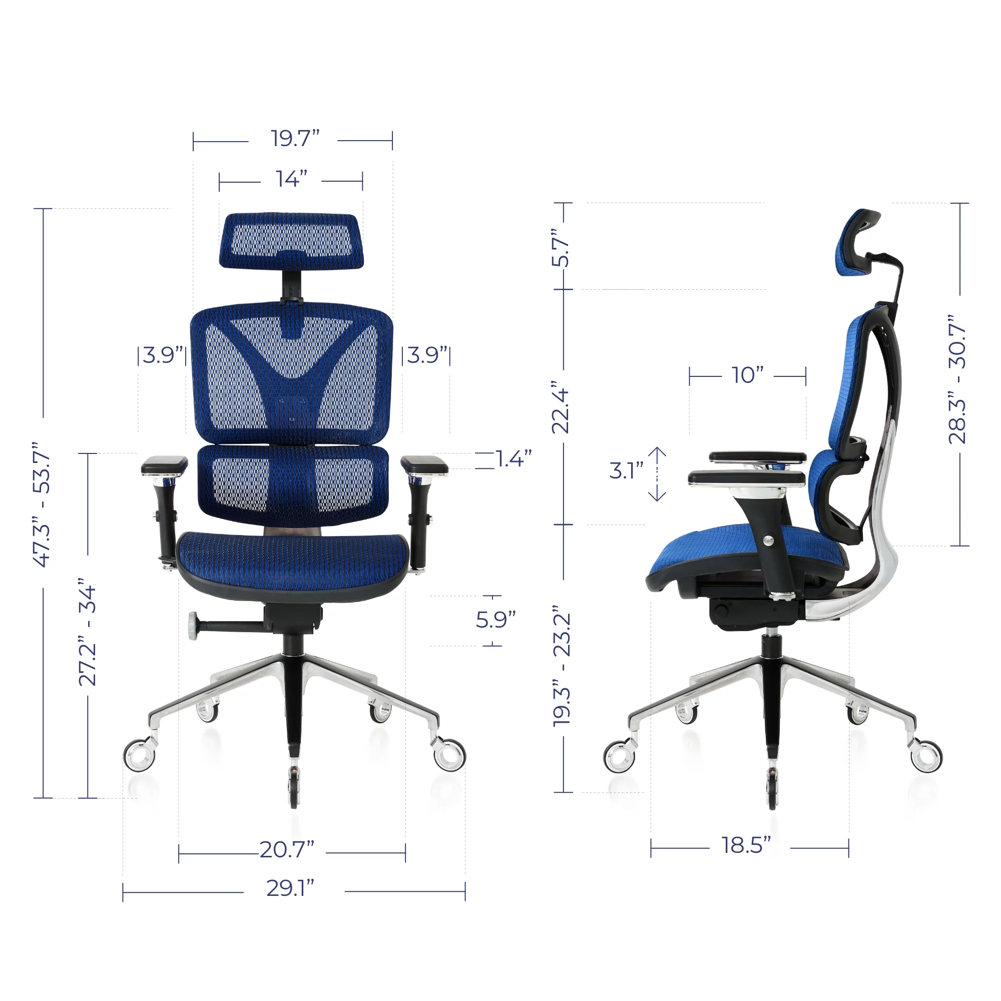 NOUHAUS ErgoPro Ergonomic Office Chair. Mesh, Swivel, Rolling Desk Chair