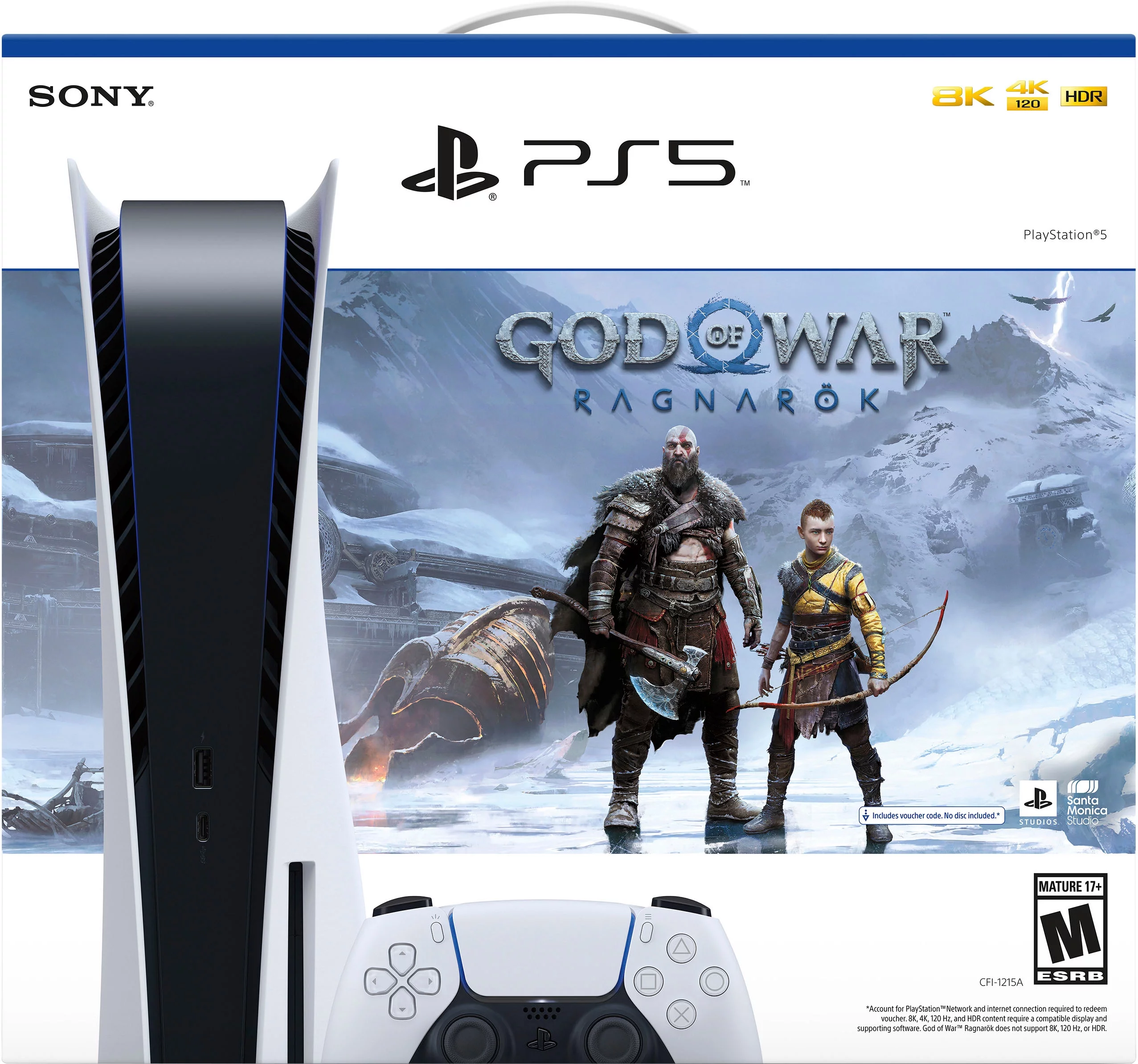 Sony Play Station 5 PS5 Disk Console Bundle God of War Ragnarök, Grand Theft Auto V, Nearity HP10 Headset with Microphone