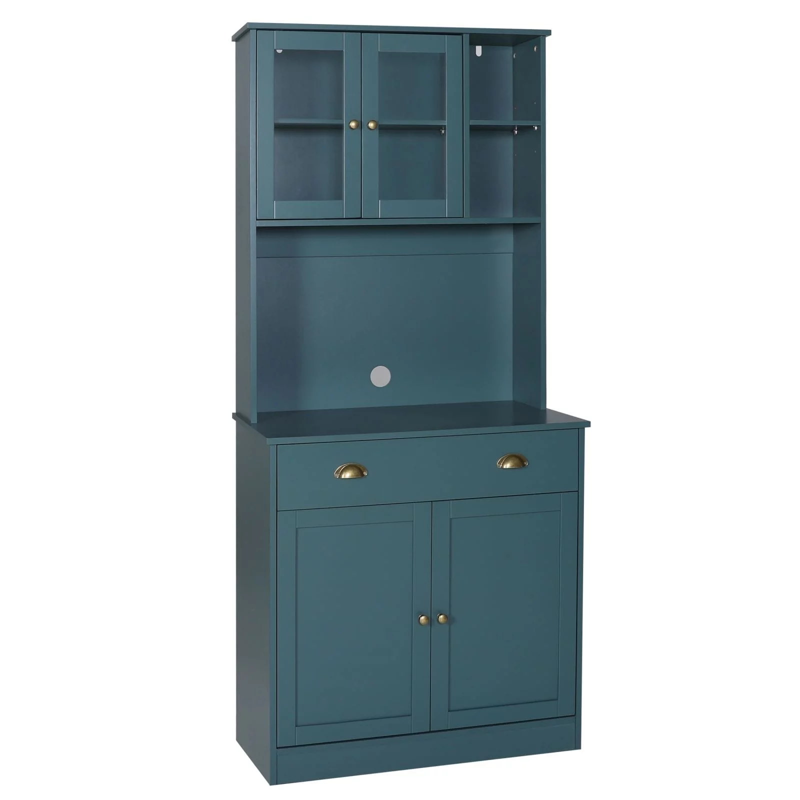 VEIKOUS 72'' Kitchen Pantry Cabinet Storage Hutch with Microwave Stand Blue