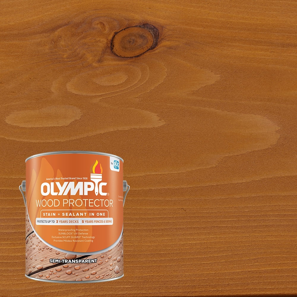 Olympic 1 gal. Cedar Semi-Transparent Exterior Wood Protector Stain plus Sealer in One