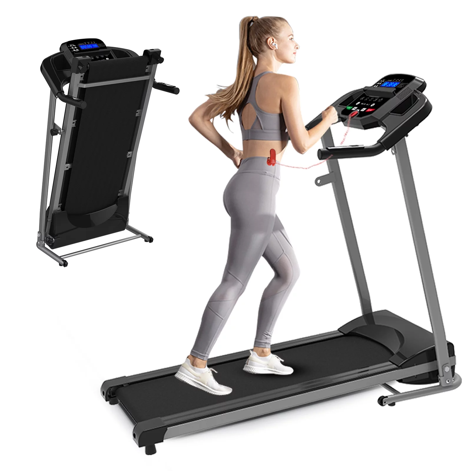 Huracan Foldable Electric Treadmill 2.5HP Motorized Running Machine with 12 Perset Programs 265LBS Weight Capacity Walking Jogging Treadmill