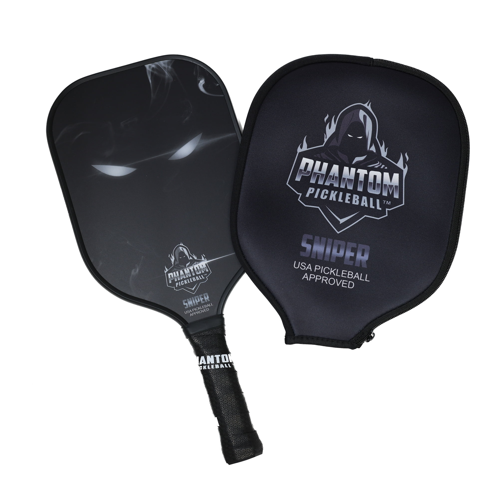 PHANTOM SNIPER (GRAY) 13MM T800 CARBON FIBER PICKLEBALL PRO PADDLE WITH COVER
