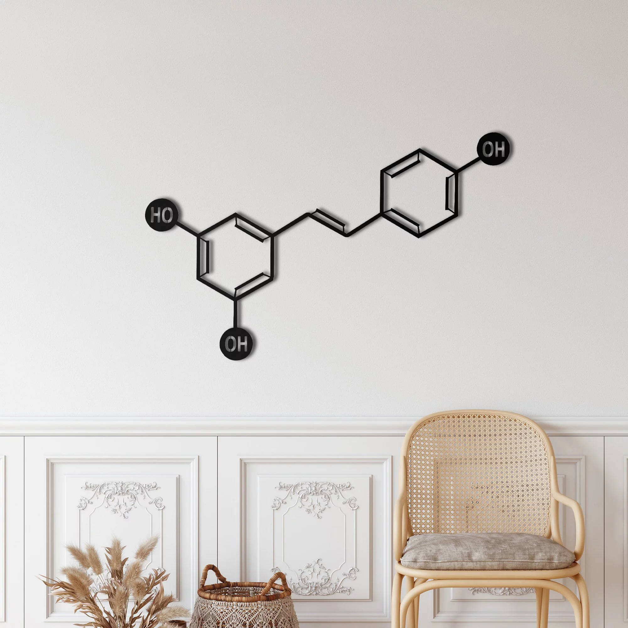 Wine Molecule Metal Wall Art for Home and Outside - Wall-Mounted Geometric Metal Wall Decor - Drop Shadow 3D Effect Wall Decoration for Living Room Bedroom