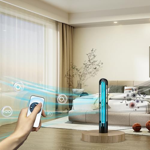 UV Light Sanitizer, Ultraviolet Lamp with Remote Control for Bed Bugs and Dust Mites, Home Disinfection Device UV Lamp for Home, Room & Kitchen, Ultraviolet Light with 3 Speed Timings
