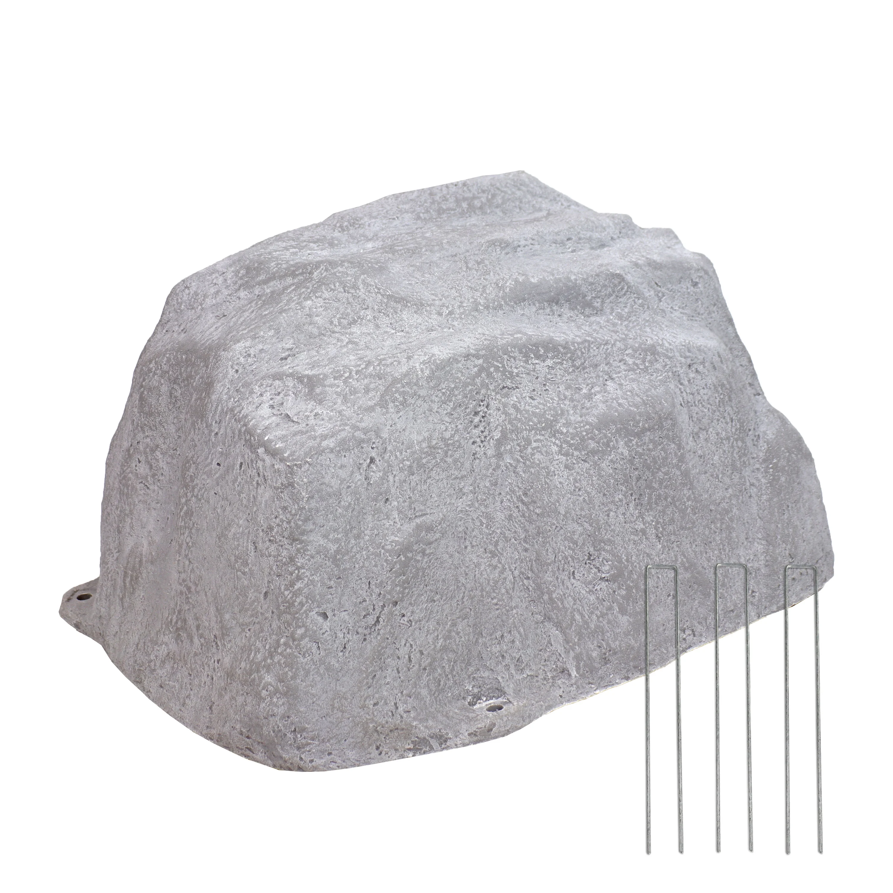 Sunnydaze Low-Profile Artificial Landscape Rock Cover with Stakes - Gray
