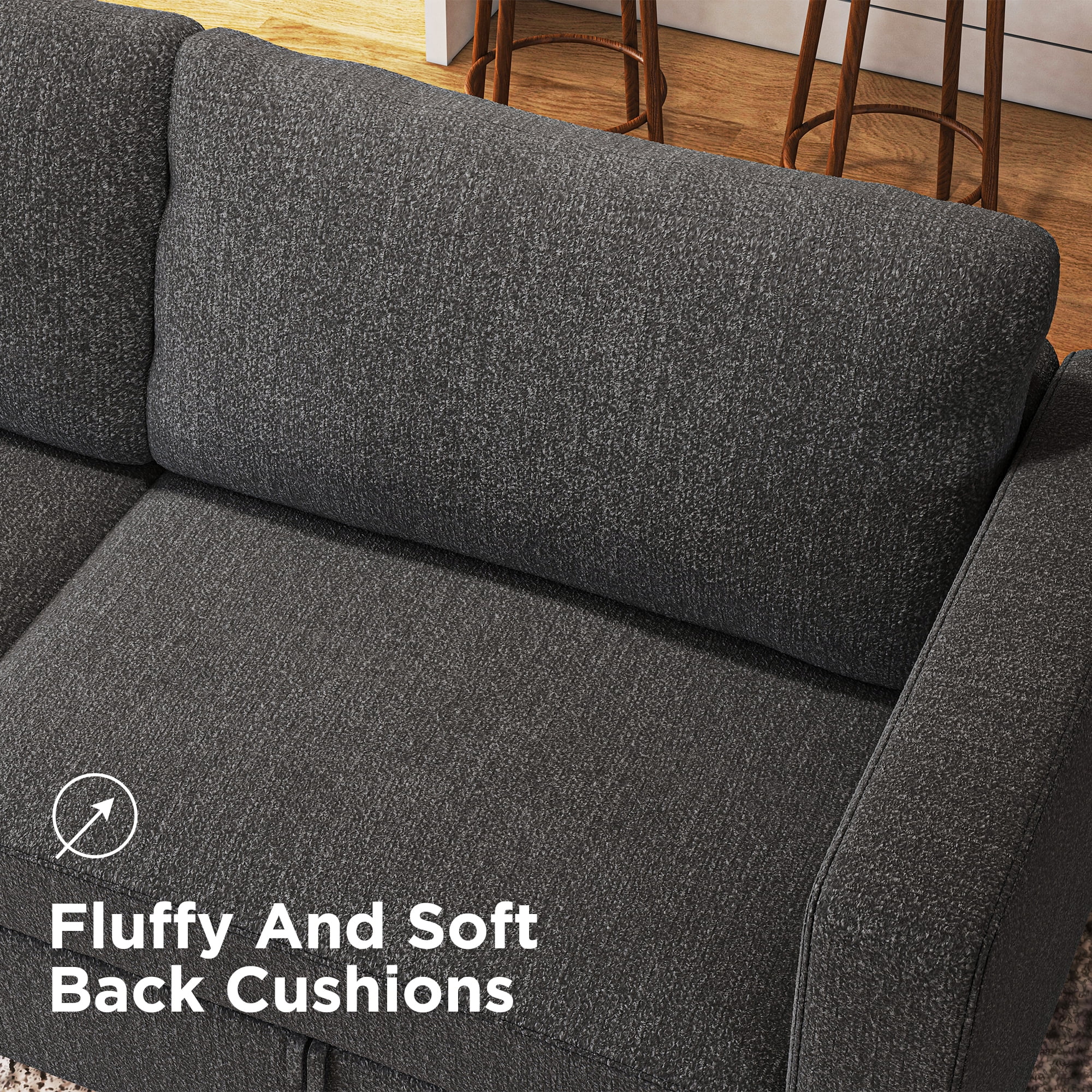 HONBAY Oversized Modular Sectional Loveseat with Storage Ottoman for Deep-Seat Living Room Funiture Sofa Set , Dark Gray