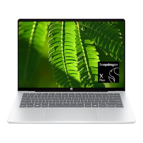 HP OmniBook 5 14 inch Next Gen AI PC, OLED Display, Snapdragon X Plus X1P-42-100, 16 GB RAM, 1 TB SSD, Qualcomm Adreno GPU, Windows 11 Home, Copilot+ PC, Glacier Silver, 14-he0099nr