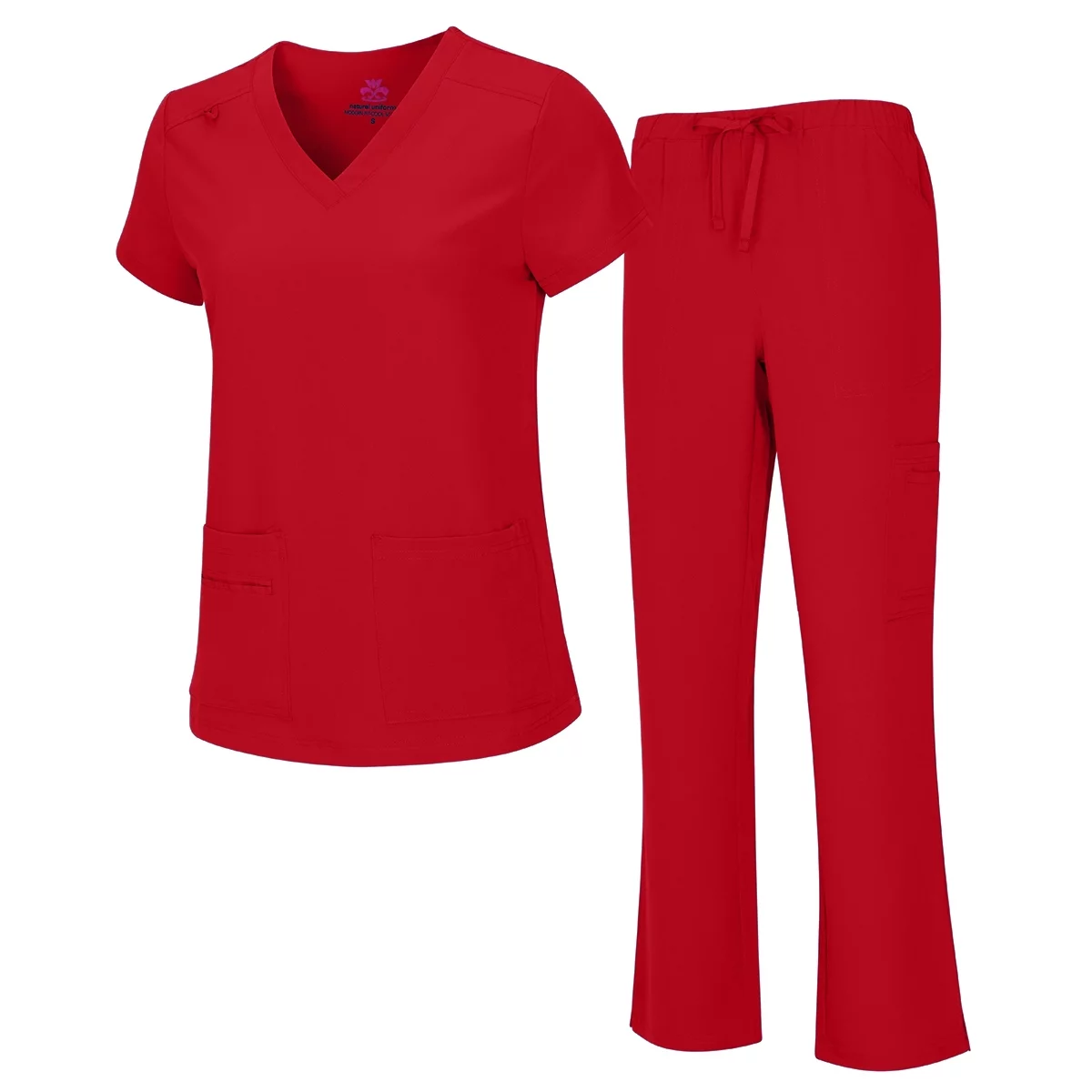 NATURAL UNIFORMS Womens Scrub Set Lightweight Stretch with 12 Pockets