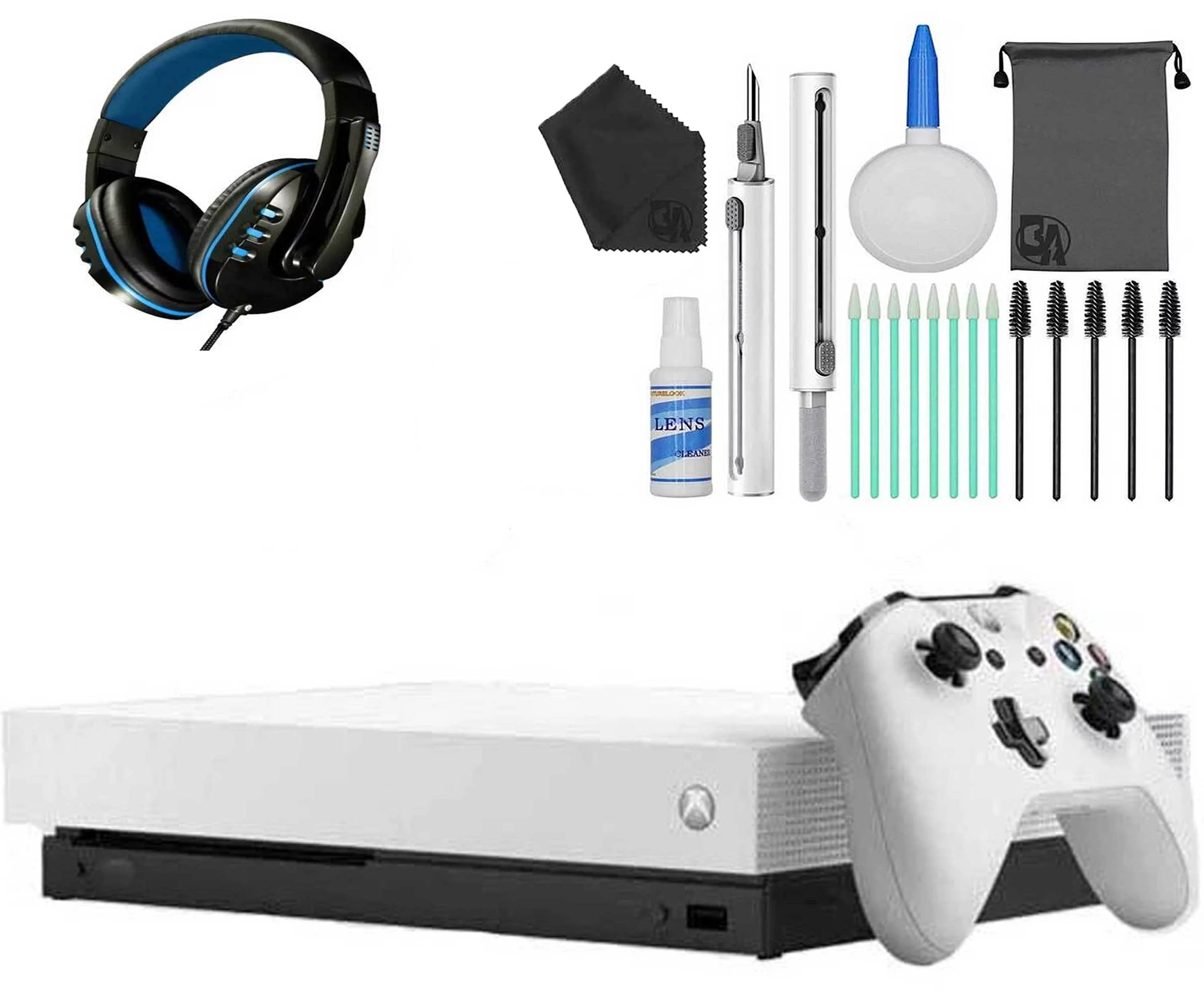 Microsoft Xbox One X 1TB Gaming Console White with Headset Cleaning Kit