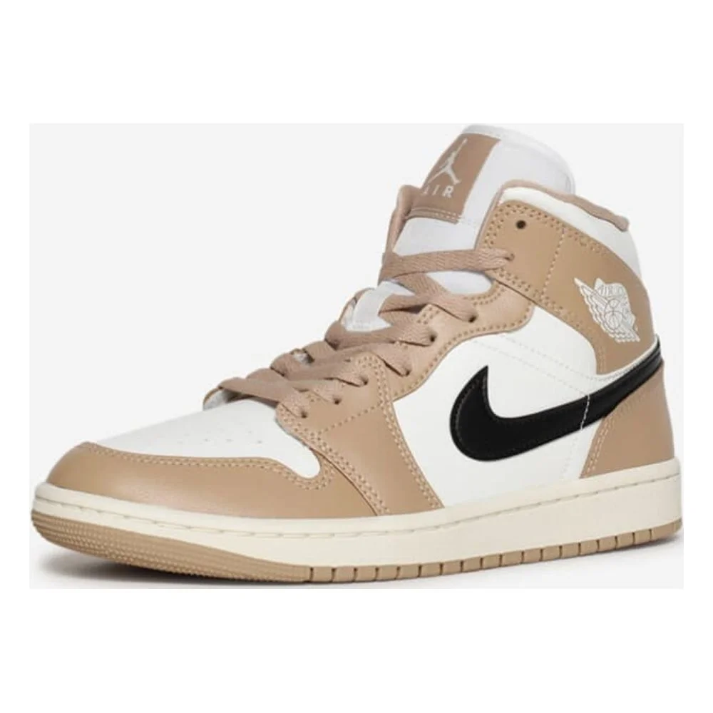 Nike Air Jordan 1 Mid Sail/Black-Desert BQ6472-103 Women's Size 9 Medium