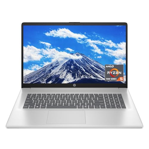 HP 17.3 inch Laptop, HD+ Display, AMD Ryzen 5 7520U, 16 GB RAM, 512 GB SSD, AMD Radeon Graphics, Windows 11 Home, Natural Silver, 17-cp2199nr