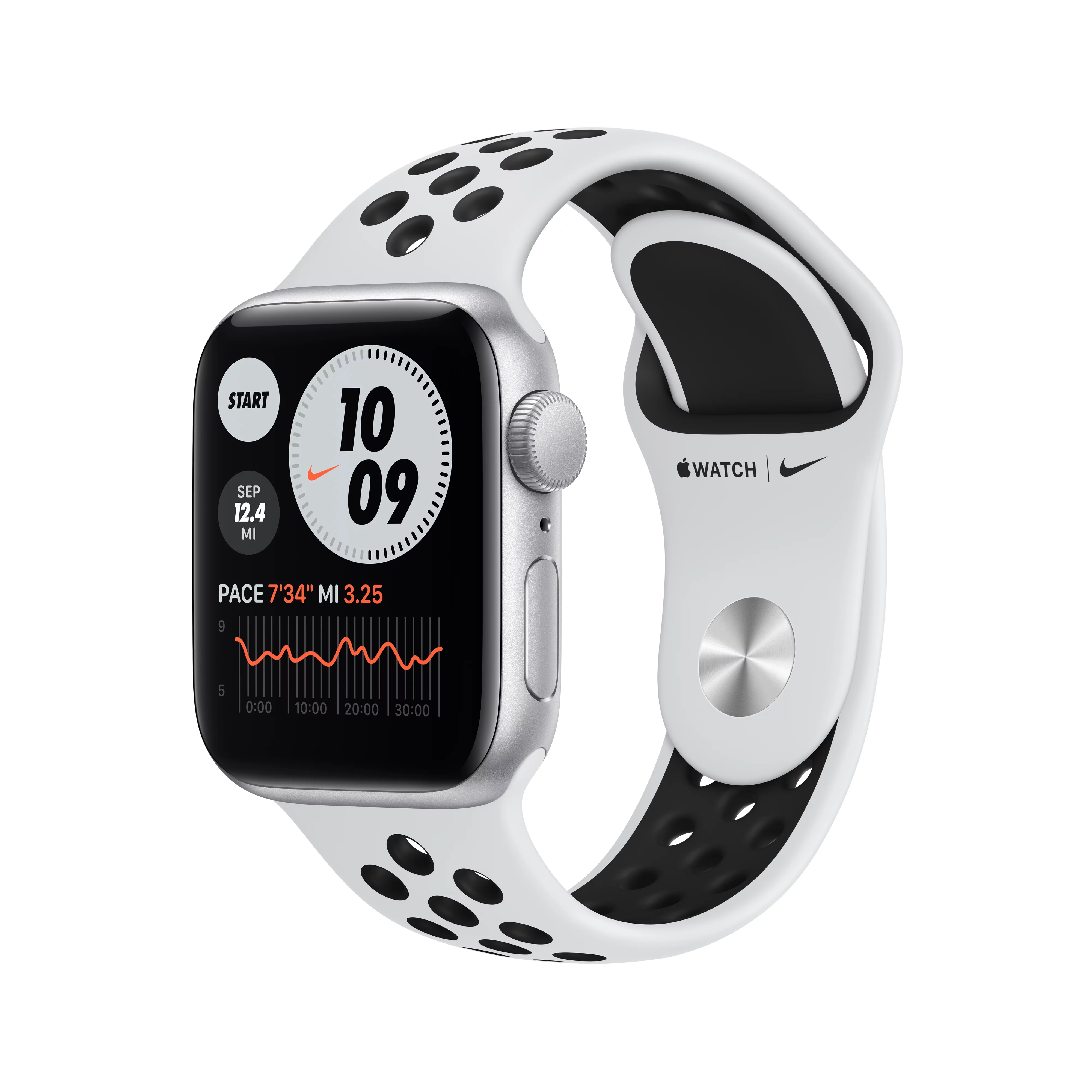 Apple Watch Nike SE (1st Gen) GPS, 40mm Silver Aluminum Case with Pure Platinum/Black Nike Sport Band - Regular