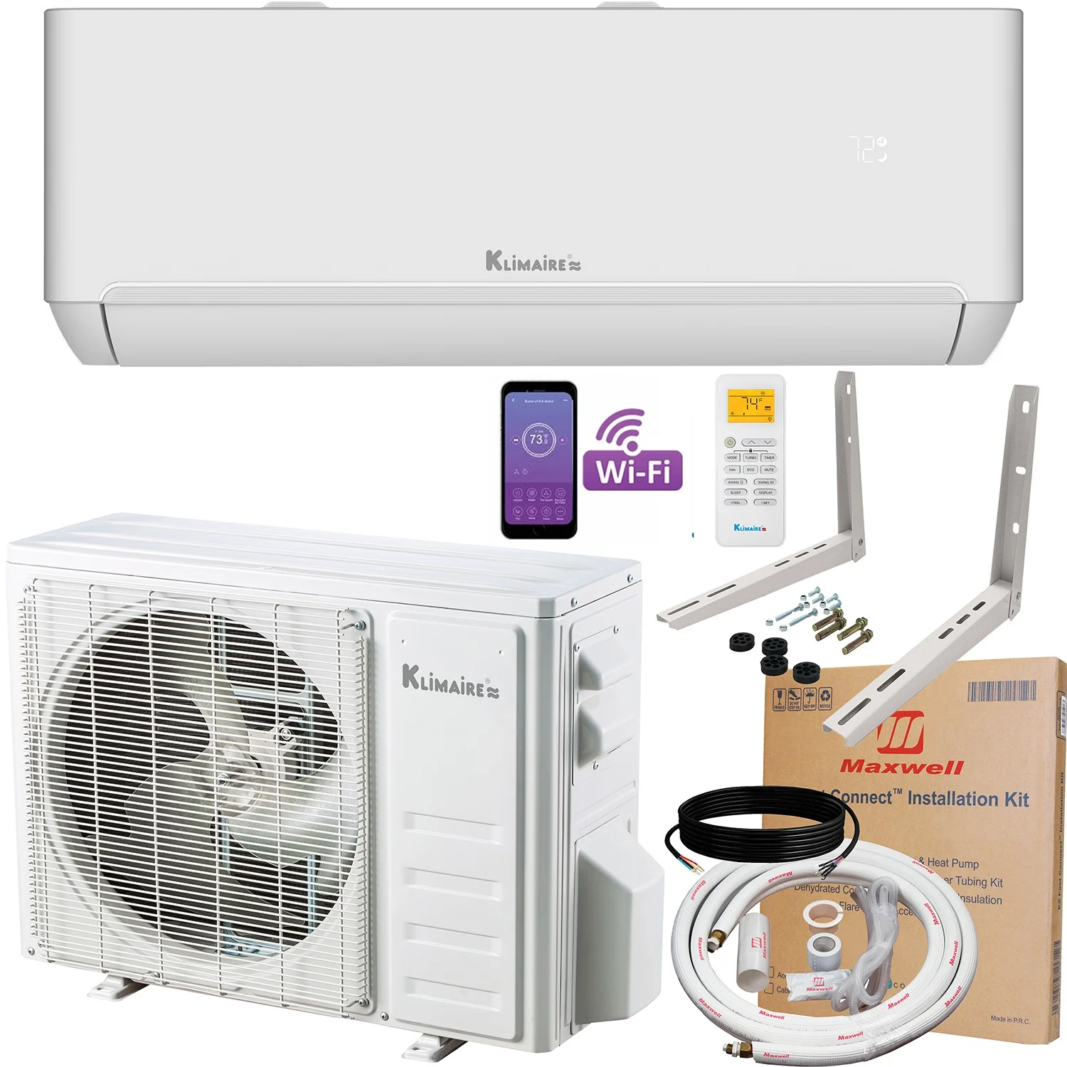 Klimaire 12,000 BTU 23 SEER2 Ductless Mini-Split Heat Pump Air Conditioner 550 sq. ft. (230V)