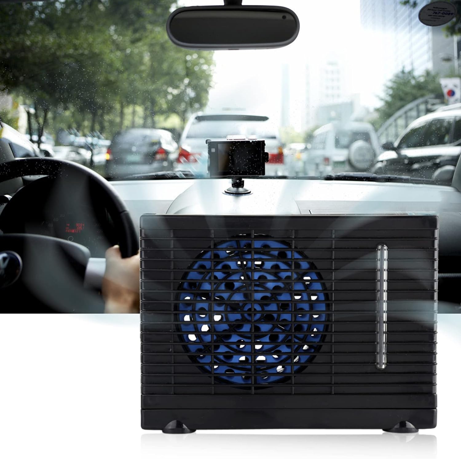 12V Portable Car Air Conditioner, Mobile Mini Air Cooler Evaporative Water Cooling Fan for Car Truck RV Rowers Pet Owners Travelers Transport Workers