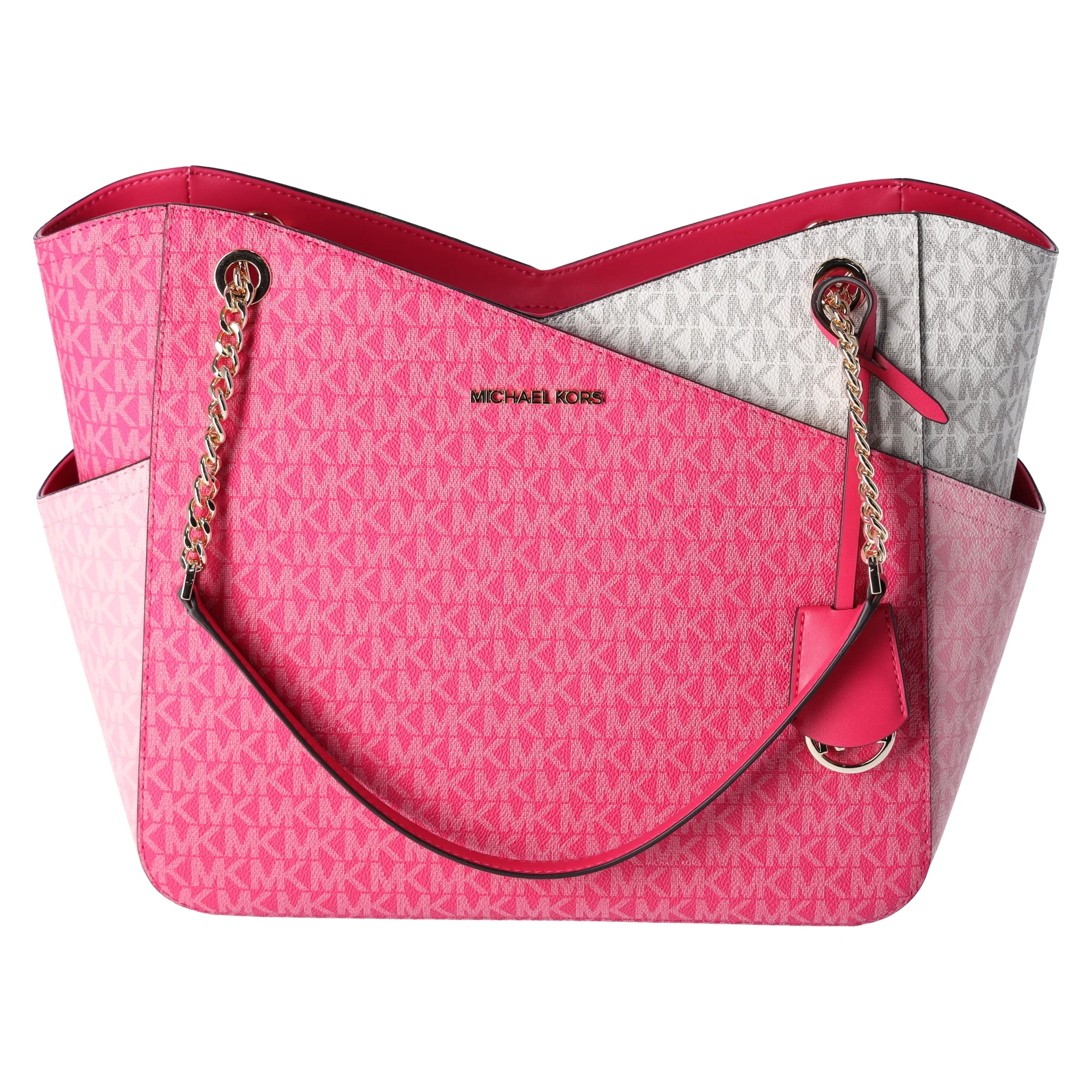 Michael Kors Womens Jet Set Large Chain Tote Handbag, Electric Pink Multi 35S3GTVT3V-Epink