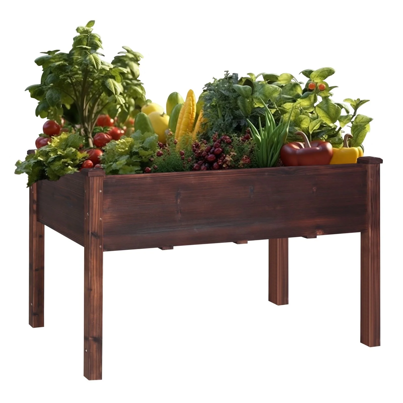 VEIKOUS  Raised Garden Bed Elevated Planter Box with Drainage Holes - 46.8''W x 22.4''D x 30.3''H Rustic