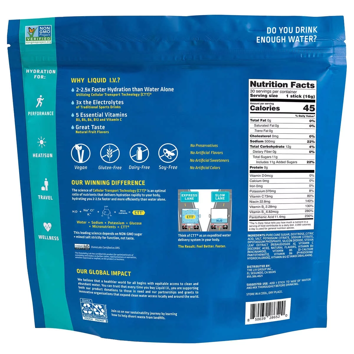 Liquid I.V. Hydration Multiplier, Tropical Punch, 0.56 Ounce (30 Count)