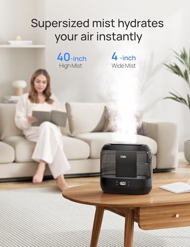 Dreo 6L Top Fill Humidifiers for Bedroom, 60H Runtime, 28 dB Quiet Supersized Cool Mist Humidifiers for Large Room, Air Humidifier for Home, Baby, Plant, Indoor, Night Light, Ultrasonic