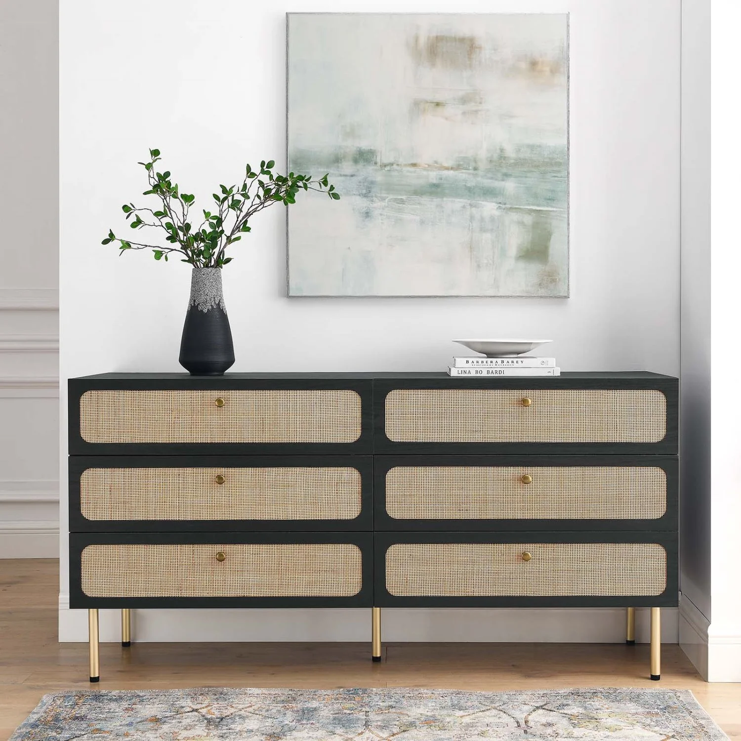 Dresser Drawer Chest, Black, Wood, Bedroom Living, Modern Contemporary HB35731