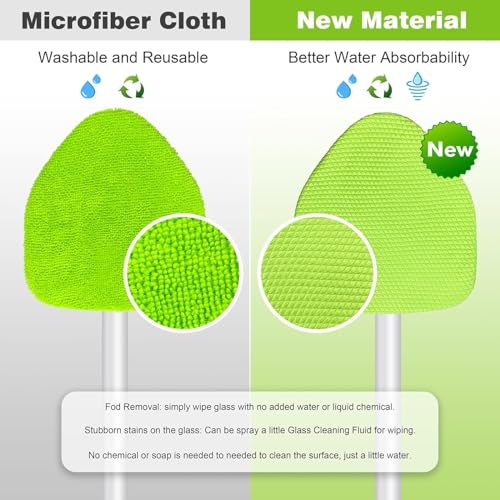 XINDELL Windshield Cleaner Tool - Portable Car Interior Window Cleaning Kit with Extendable Handle, 4 Microfiber Towel Pads, Auto Glass Wiper for Windshield, Trucks, SUVs, RVs, and Home Windows