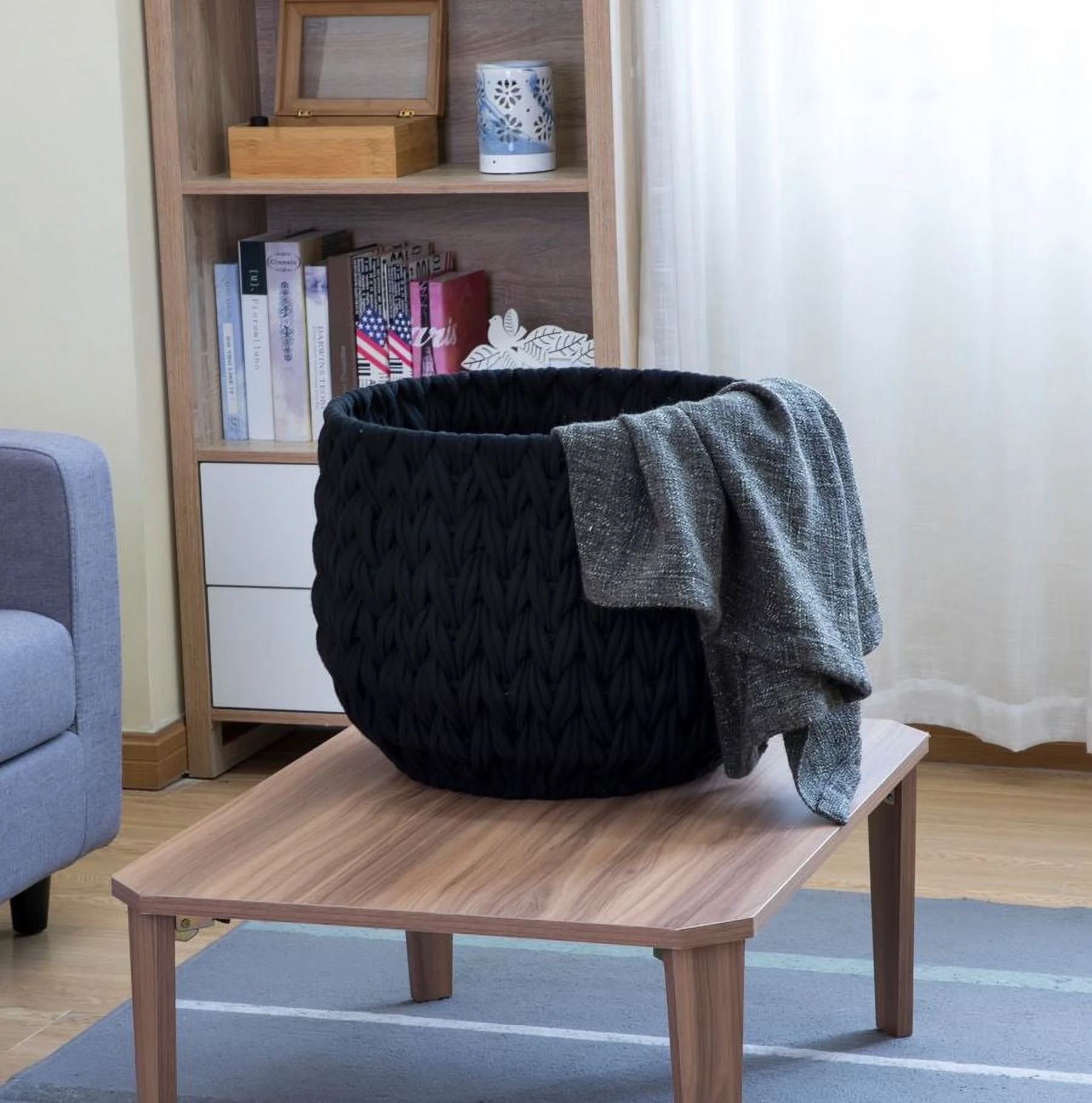 Better Homes & Gardens Closed Weave Polyester Black Decorative Storage Basket