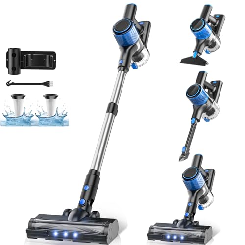 Cordless Vacuum Cleaner, 8 in 1 Powerful Suction Lightweight Vacuum Cleaner for Home, LED Display, 3 Suction Modes, 45Mins Detachable Battery Vacuum for Hard Floor Carpet Pet Hair