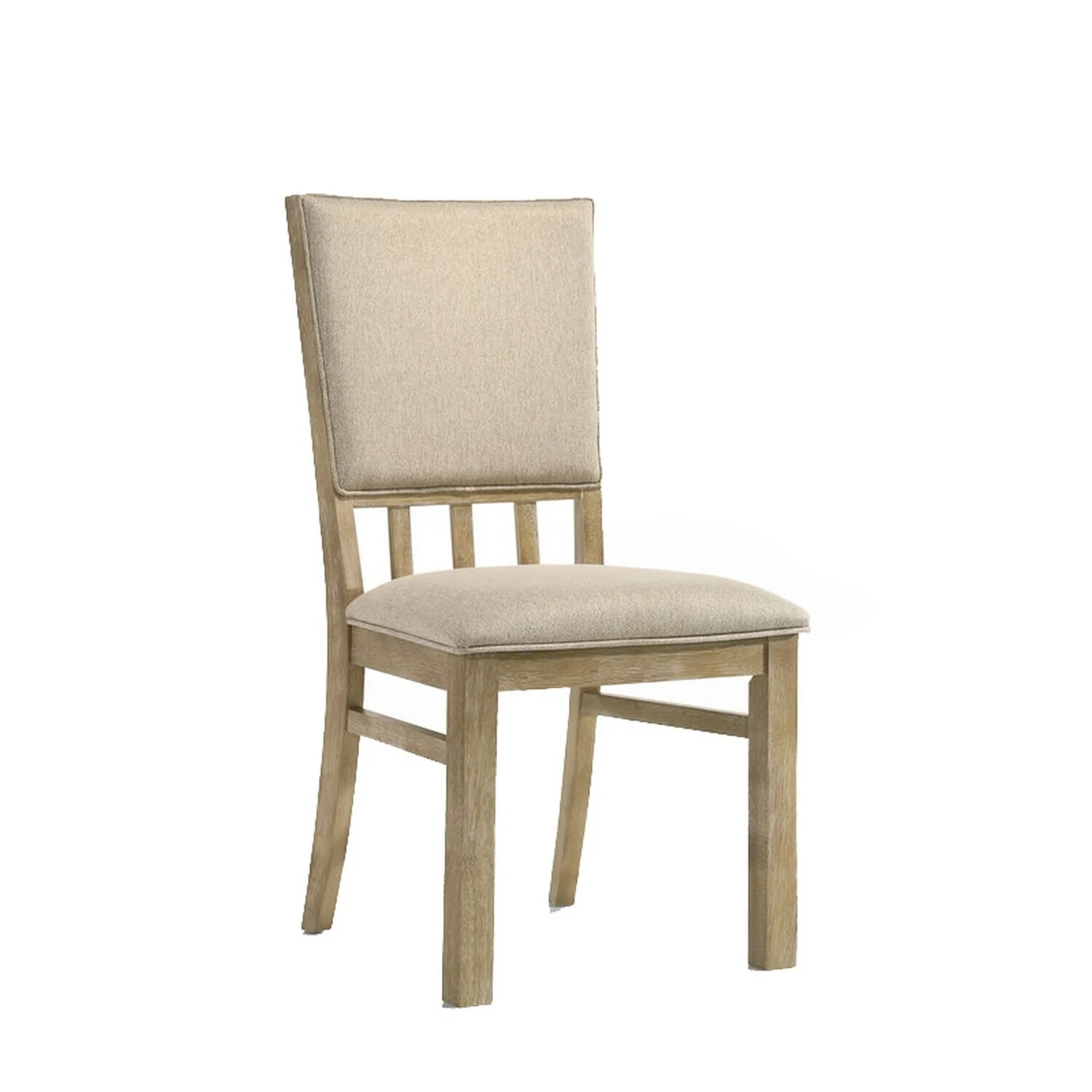 Maykoosh Rustic Refinement 22 Inch Wood Dining Chairs Set Of 2, Beige Cushioning, Slatted Low Back