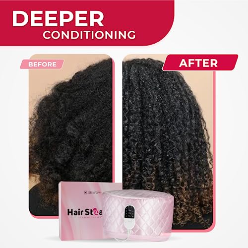 Hair Steamer for Natural Hair Home Use w/10-level Heats Up Quickly, Heat Cap for Deep Conditioning - Thermal Heat Cap for Black Hair, Great for Deep Conditioner (Black)