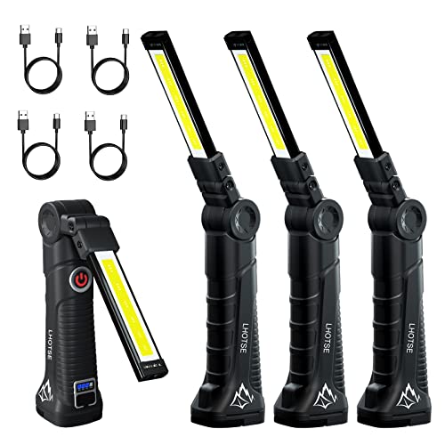 Rechargeable Work Lights, LED Work Light with Magnetic Base & Hanging Hook, 360°Rotate 5 Modes Magnetic Rechargeable Flashlights for Mechanics Car Repair Home, Garage, Emergency, Camping (2 Pack)