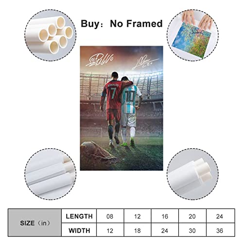Messi Ronaldo Poster Wall Art Canvas Print Poster Home Bathroom Bedroom Office Living Room Decor Canvas Poster Unframe: 16x24inch(40x60cm)