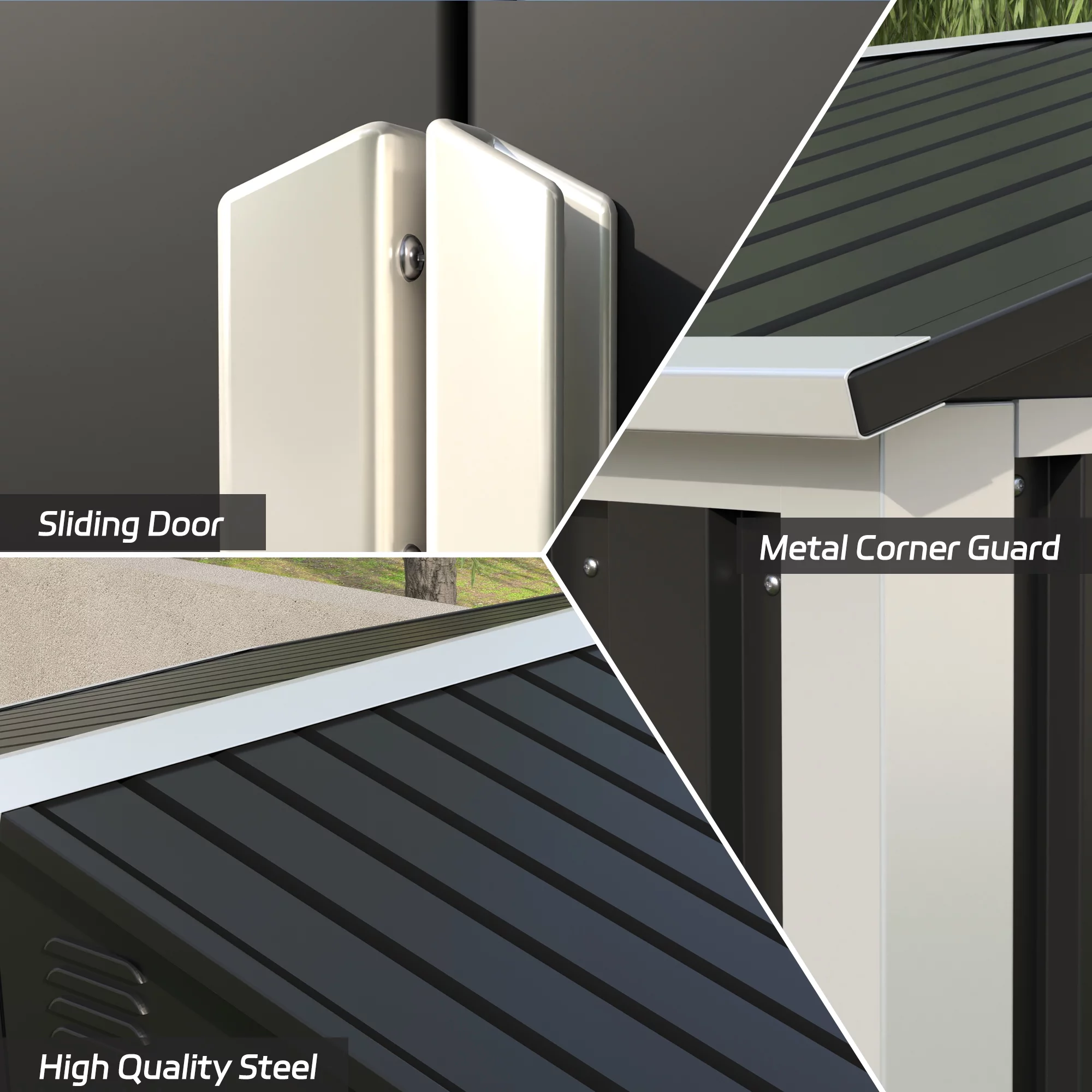 SUXXAN Metal Outdoor Storage Shed, Steel Utility Tool Shed Storage House with Sliding Door, Metal Sheds Outdoor Storage for Backyard Garden Patio Lawn (H6'xW6'x D4') Black