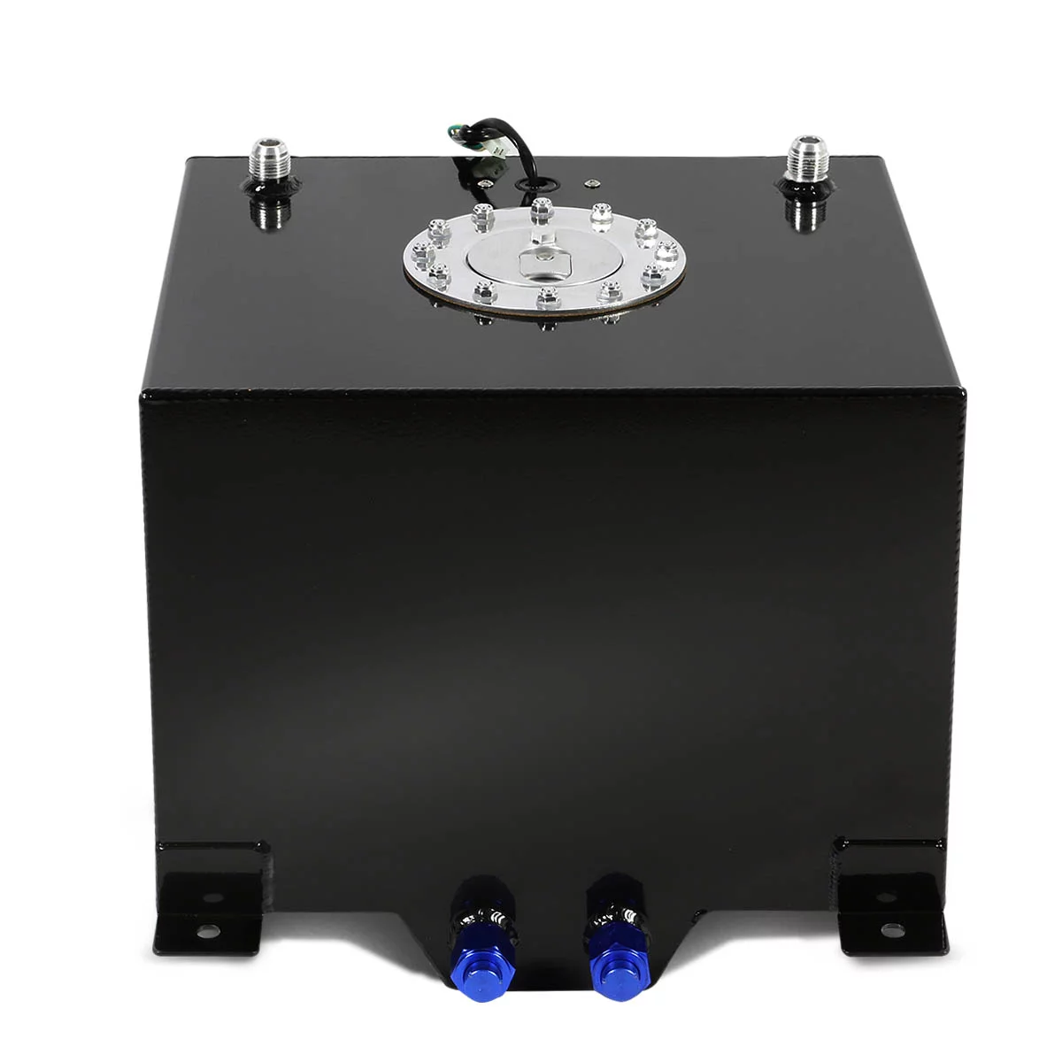 For 8-Gallon Aluminum Street/Drift/Strip/Racing Fuel Cell Black Gas Tank with Level Sender and Silver Cap