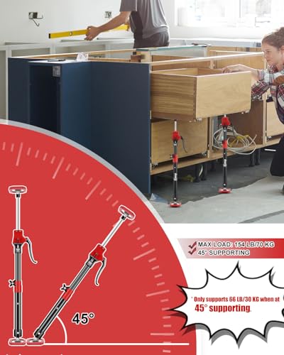 XINQIAO Third Hand Tool 3rd Hand Support System, Premium Steel Support Rod with 154 LB Capacity for Cabinet Jack, Drywall Jack& Cargo Bars, 49.2 IN-114.2 in Long, 4 PC