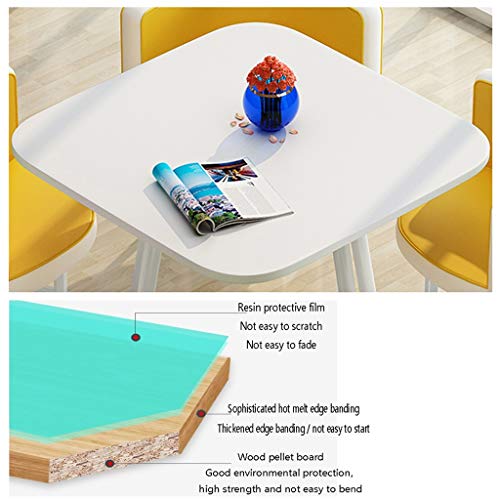 Simple Table and Chair Set Modern Design Round Table Balcony Living Room Dining Table Office Meeting Room Lounge 4 Leather Chairs Coffee Shop Beauty Salon Leisure Table Color: Army Green