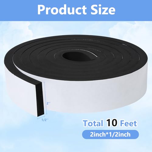 16Feet Weather Stripping Seal (1/2 Inch X 1/4 Inch) for Door Window, High Density Foam Tape, Soundproofing, Insulation Strip, Door Sealers for Door Frame- White