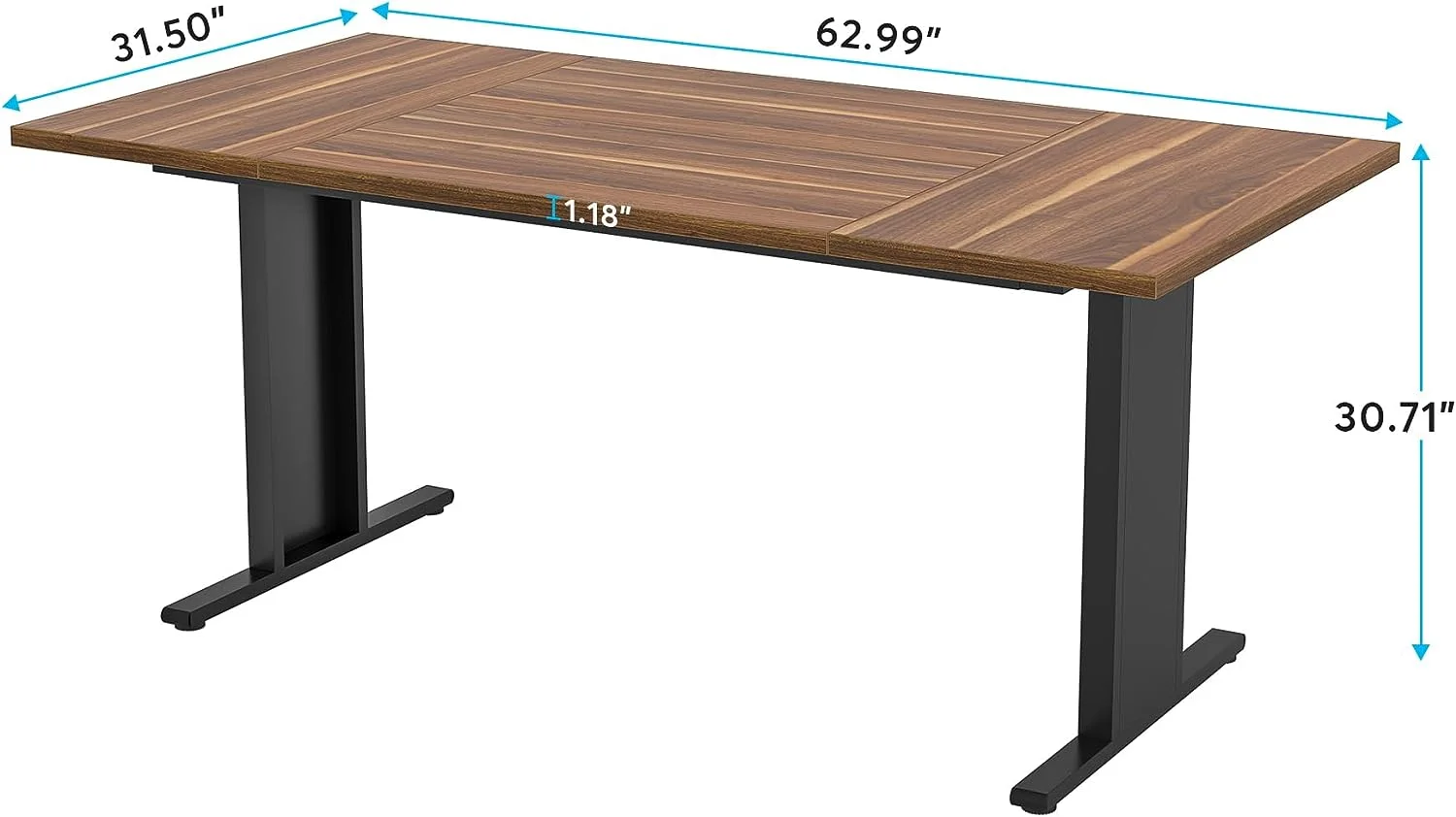 Tribesigns 63-Inch Executive Desk, Large Computer Office Desk with Heavy Duty Frame, Modern Simple Study Writing Table Workstation Business Furniture for Home Office (Walnut)