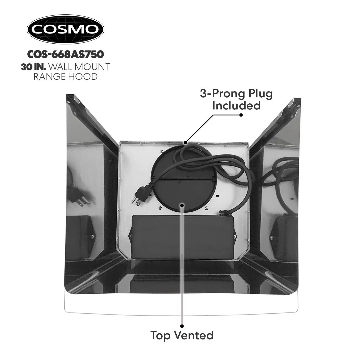 Cosmo 30 in. Ducted Wall Mount Range Hood in Stainless Steel with Touch Controls, LED Lighting and Permanent Filters