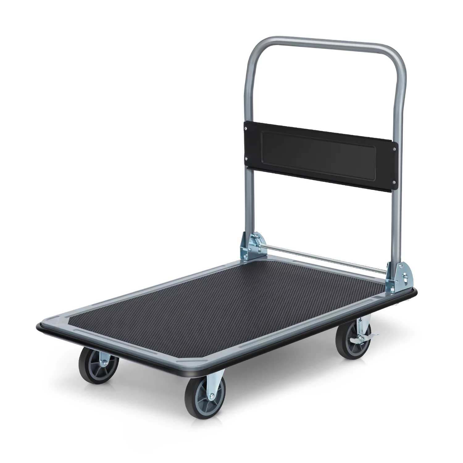 Monibloom 661 lb Capacity Heavy Duty Platform Hand Truck, with 360 Degree Swivel Wheels Rolling Cart, Black/Grey