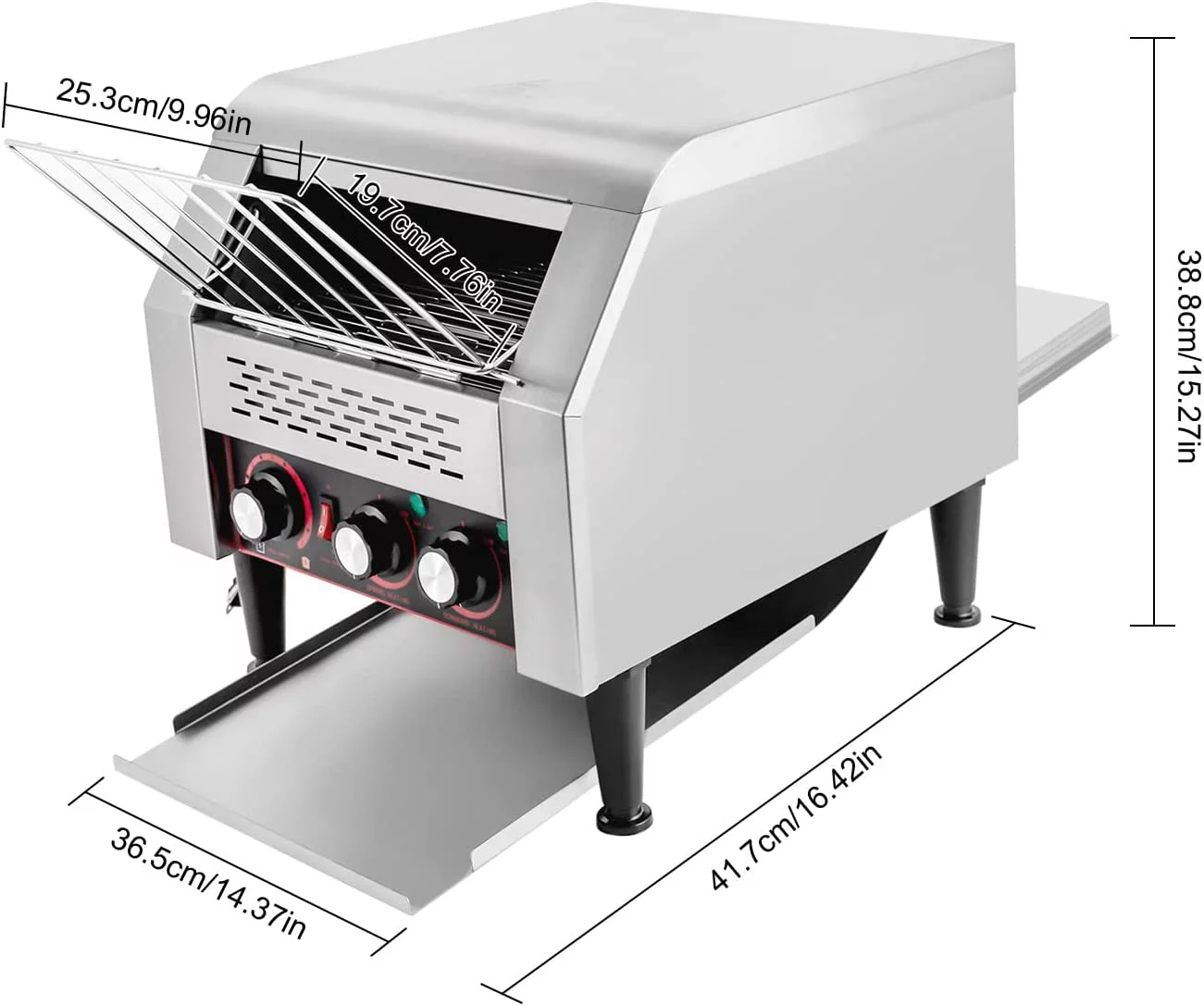 OUKANING 300Slices/H Commercial Conveyor Toaster 2200W Bread Baking Machine 1-7 Levels Adjustable for Bun Bagel Bread Baked Food