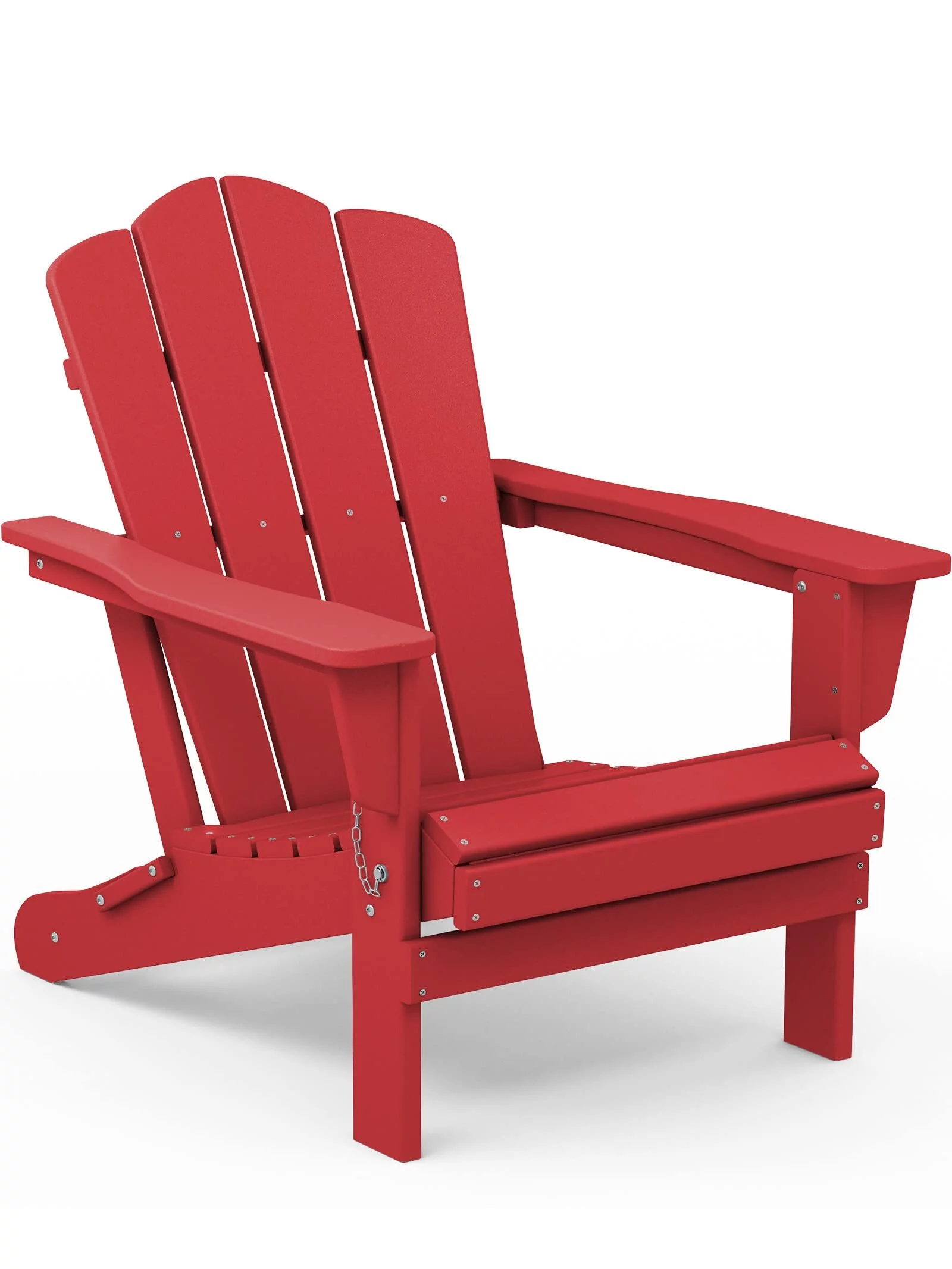 1-Piece Folding Outdoor Patio Plastic Adirondack Chair for Garden, Red