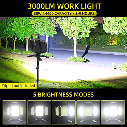 Magnetic Light, Portable LED Work Light with 5 Light Modes, Magnetic Base Rechargeable Battery Operated COB Flashlight, Hold to Dim Flood Light for Car Repairing, Camping