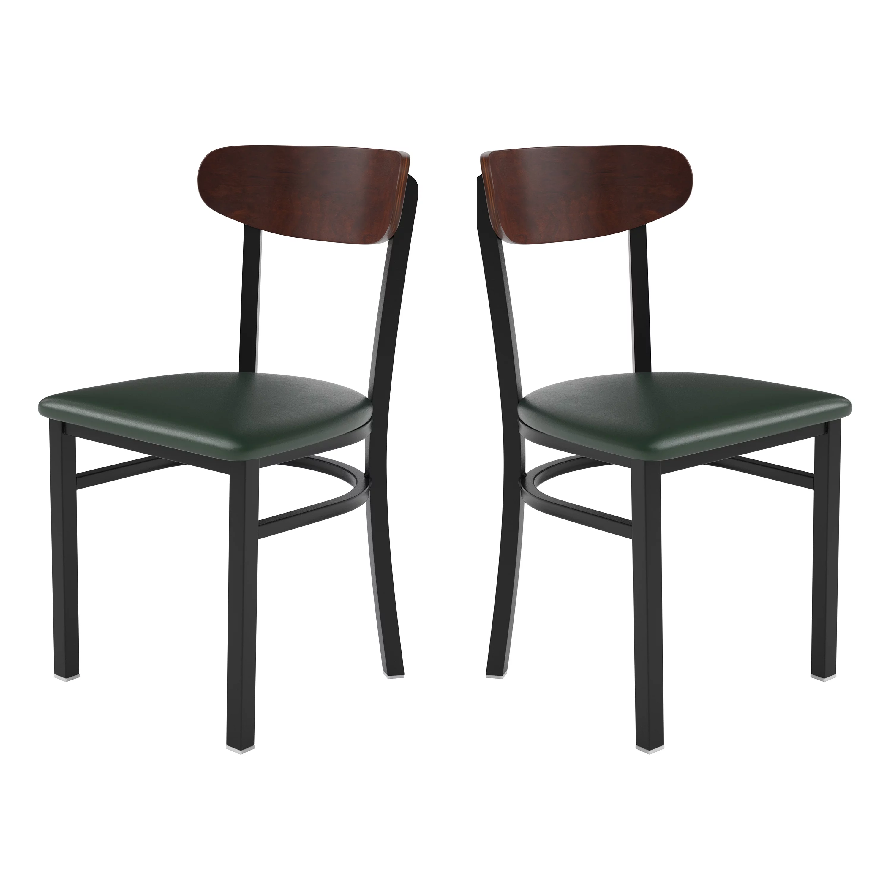 Flash Furniture Wright Boomerang Back Dining Chair, Walnut/Green, Set of 2